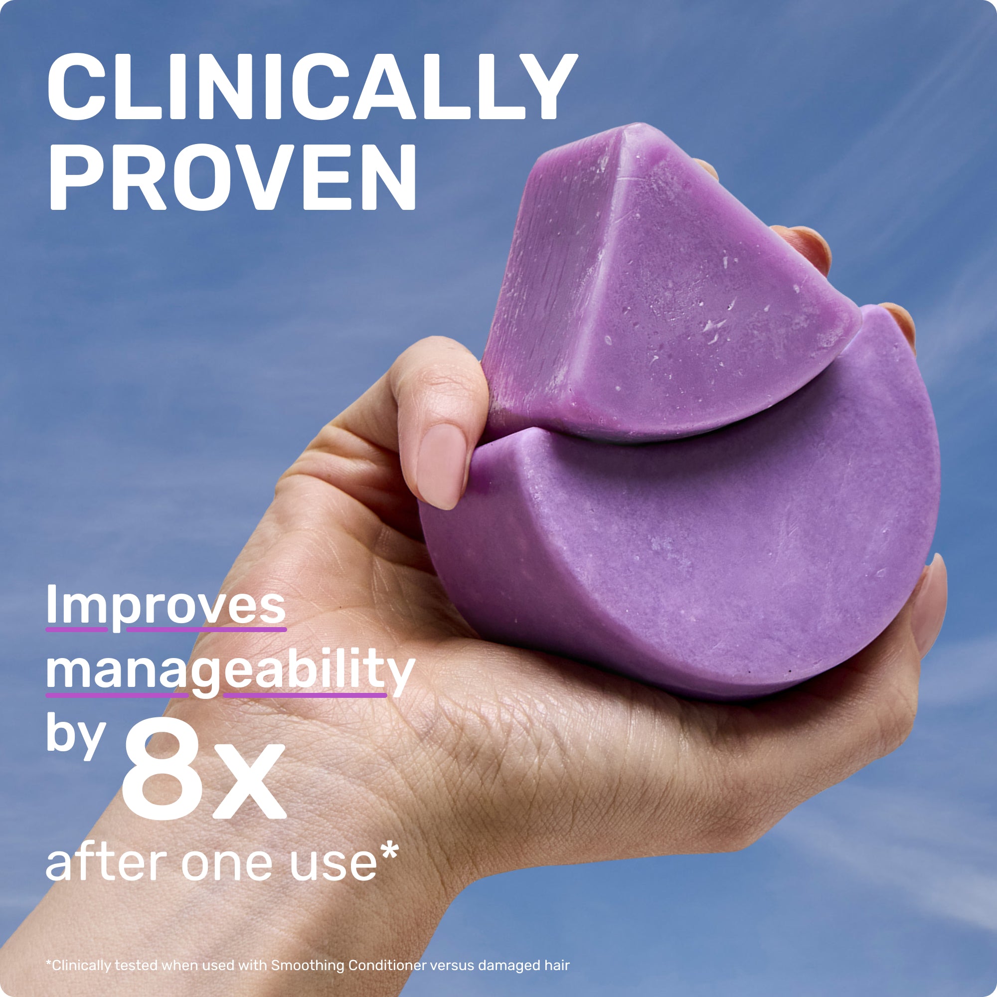 Clinically proven
improves manageability by 8x after one use*
*Clinically tested used with Smoothing Conditioner versus damaged hair