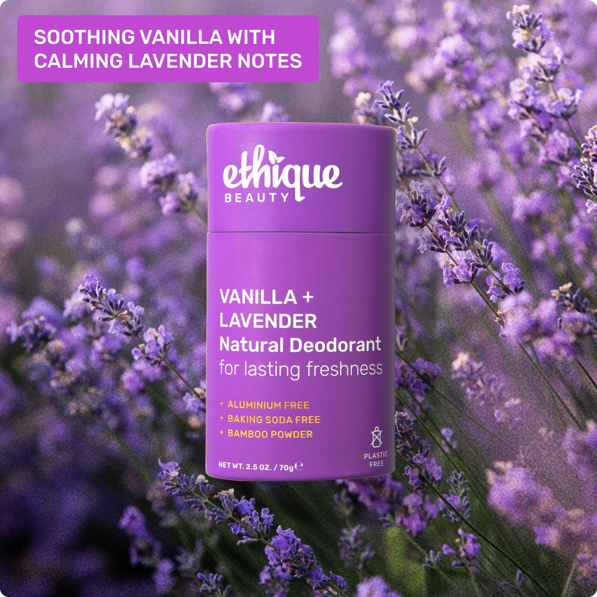 Scent: soothing vanilla with calming lavender notes