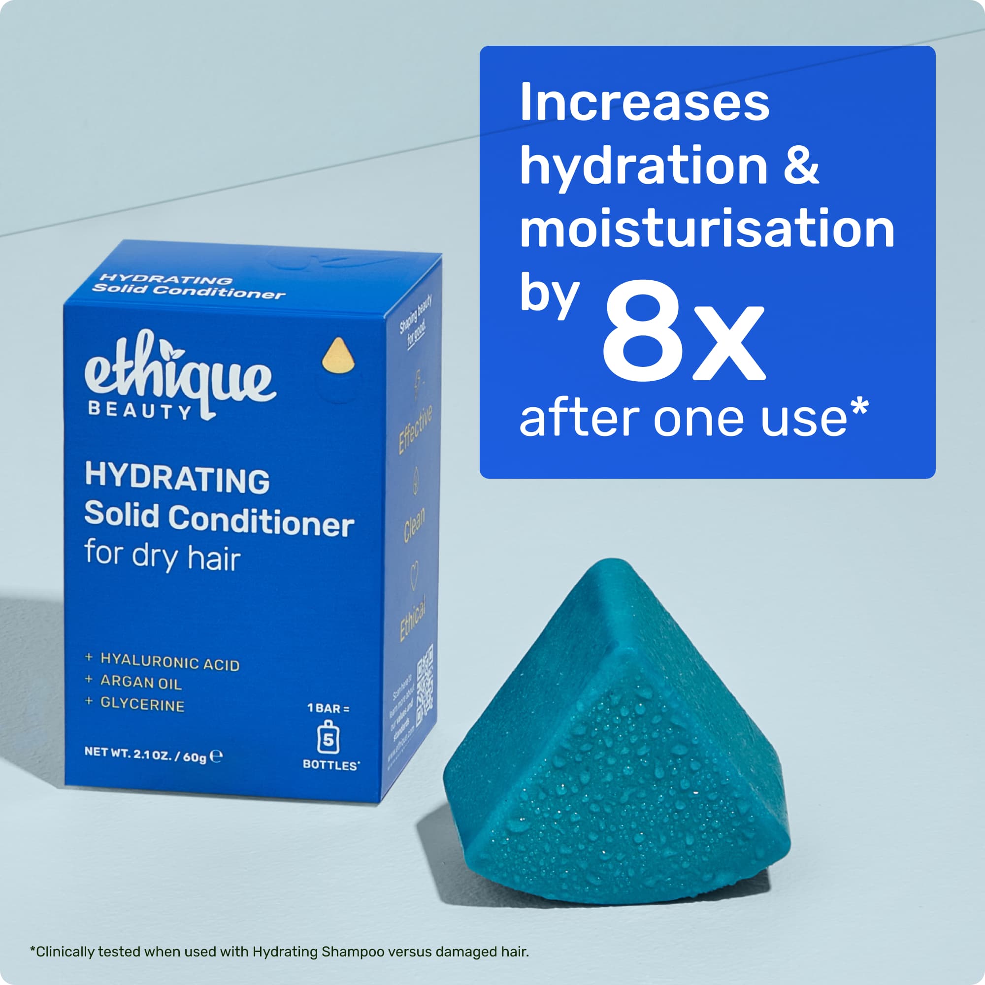 Increases hydration and moisturisation by 8x after one use* *Clinically tested when used with Hydrating Shampoo versus damaged hair.