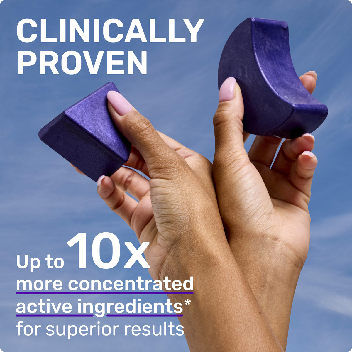CLINICALLY PROVEN
Up to 10X more concentrated active ingredients* for superior results 