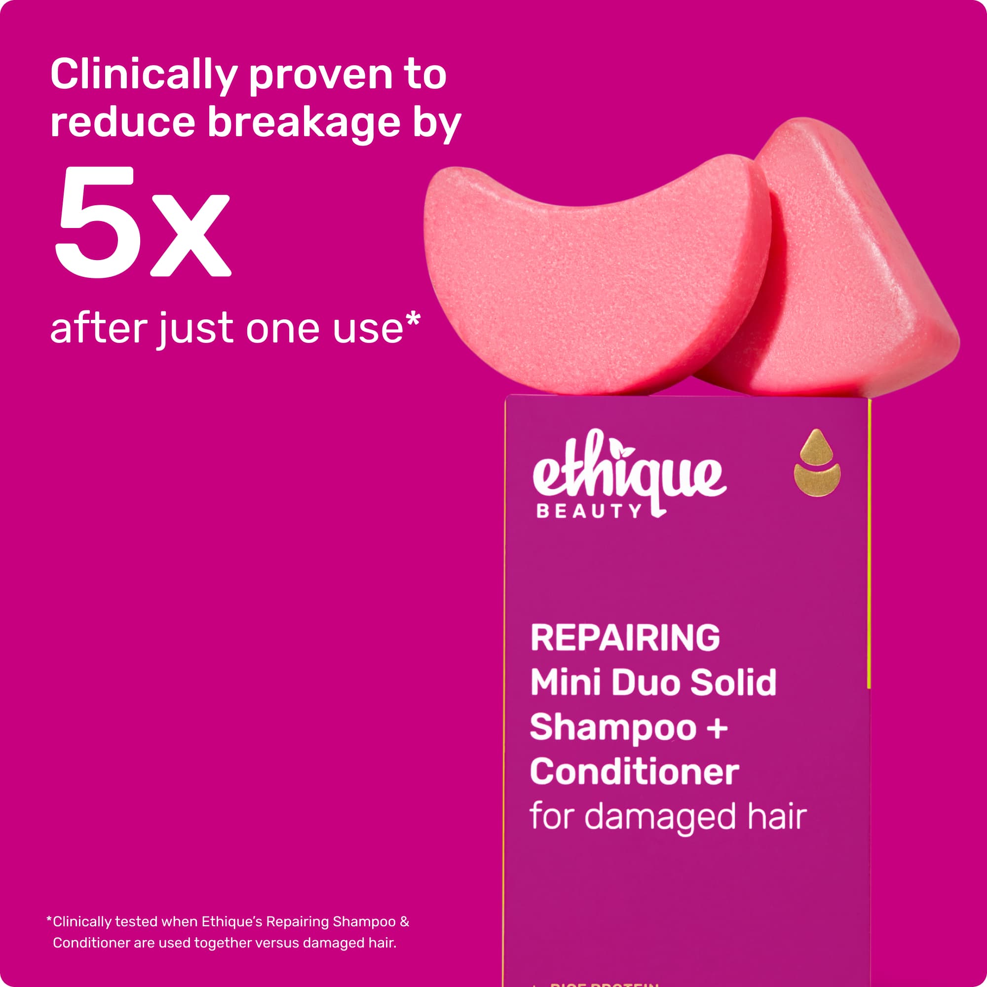 Reduces breakage by 5x after one use* *Clinically tested when used with Repairing Conditioner versus damaged hair.
