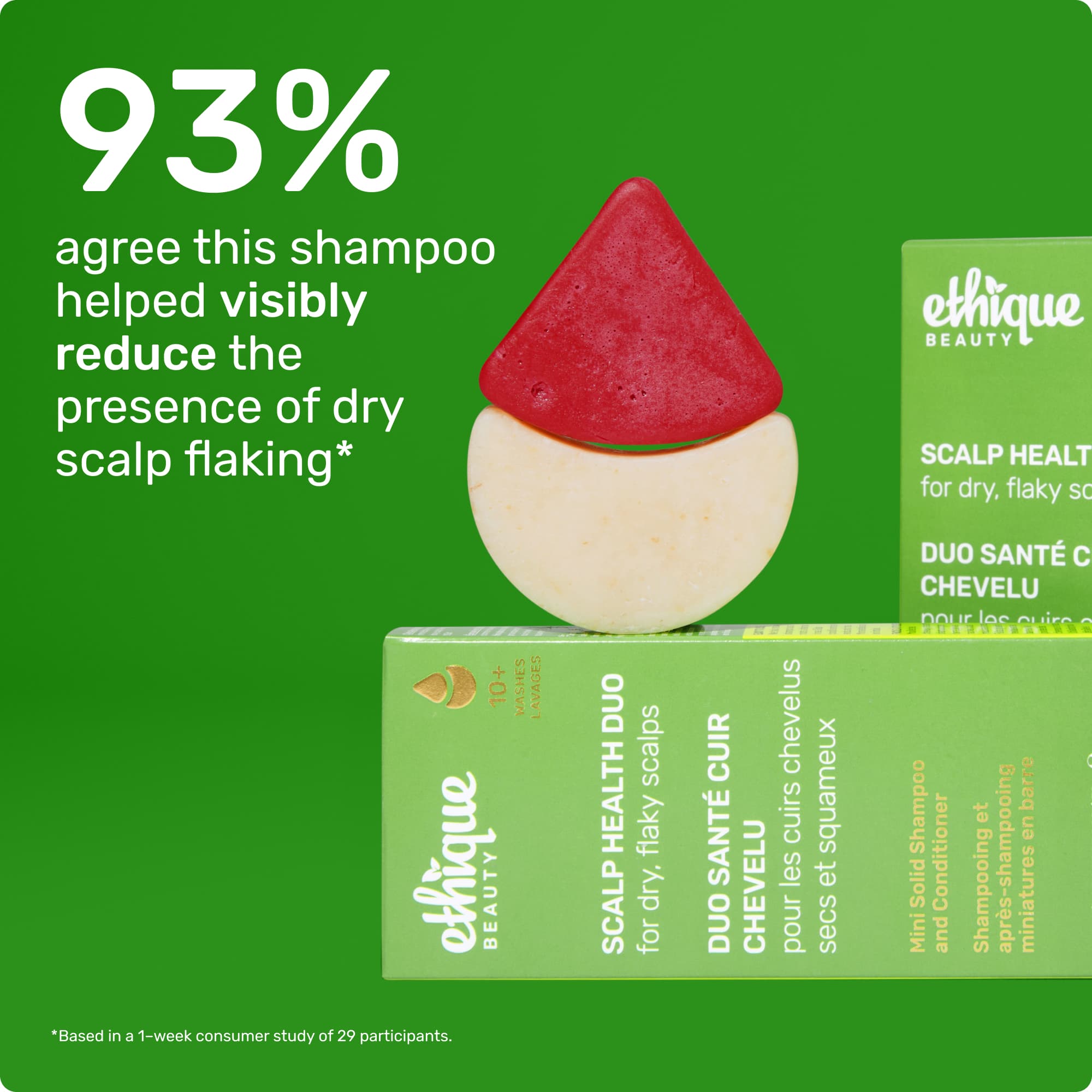 93% agree this shampoo helped visibly reduce the presence of dry scalp flaking* *Based in a 1 week consumer study of 29 participants.