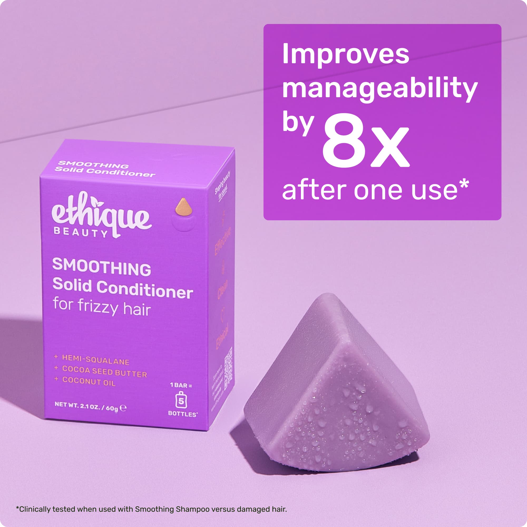 Boosts hydration and moisturization by 8x after one use* *Clinically tested when used with Smoothing Shampoo versus damaged hair.
