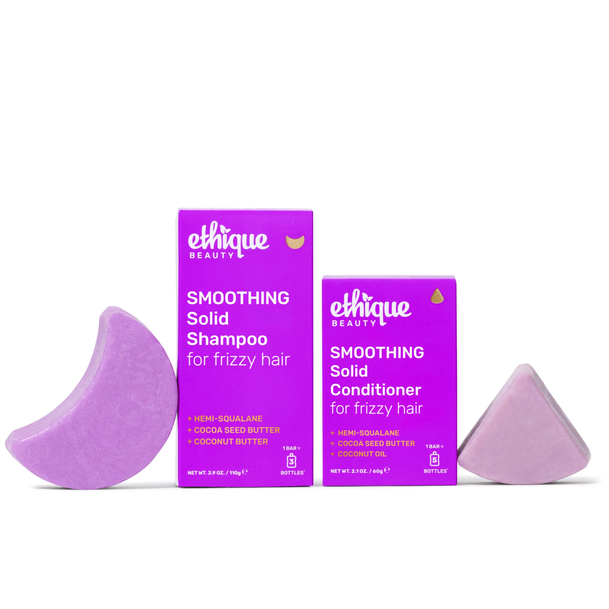 Smoothing Solid Shampoo and Conditioner for frizzy hair