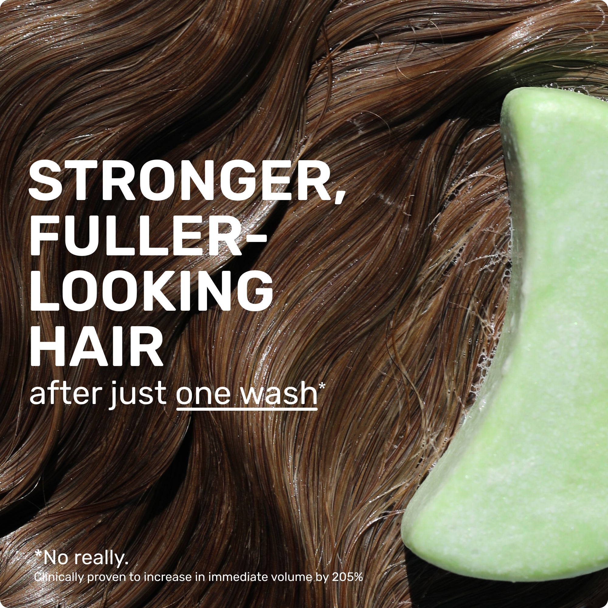 Stronger, Fuller-looking hair after just one wash*

*No really. Clinically proven to increase in immediate volume by 205%