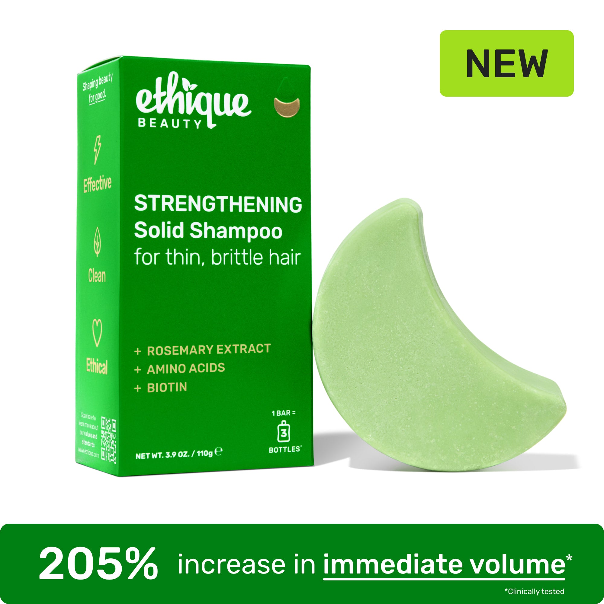NEW Strenthening Solid Shampoo for thin, brittle hair

205% increase in immediate volume* clincally tested